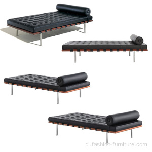 Włoskie nogi ze stali nierdzewnej Leather Barcelona Daybed